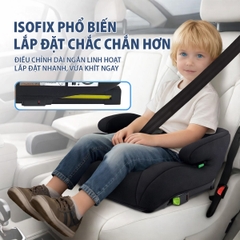 Ghế Nâng Ô Tô Trẻ Em ET-001D Booster Seat 125–150cm Màu Đen Không Tựa Lưng Có ISOFIX i-Size  – Nhập Khẩu Chính Hãng