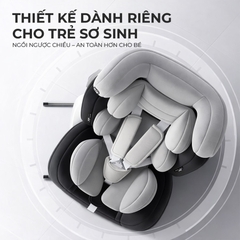 Ghế An Toàn Cho Trẻ Em QM-360A ISOFIX + Xoay 360° Thông Minh + Khoá An Toàn 5 Điểm Phiên Bản Hiện Đại Màu Xám Sang Trọng - Nhập Khẩu Chính Hãng