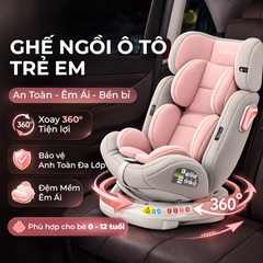 Ghế An Toàn Cho Trẻ Em QM-360A ISOFIX + Xoay 360° Thông Minh + Khoá An Toàn 5 Điểm Phiên Bản Hiện Đại Màu Hồng Ngọt Ngào - Nhập Khẩu Chính Hãng