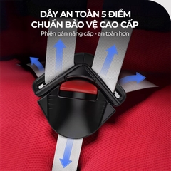 Ghế An Toàn Cho Trẻ Em QM-701A ISOFIX + LATCH + Khoá An Toàn 5 Điểm Phiên Bản Nâng Cấp Màu Đỏ Năng Động - Nhập Khẩu Chính Hãng