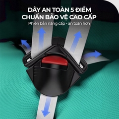 Ghế An Toàn Cho Trẻ Em QM-701A ISOFIX + LATCH + Khoá An Toàn 5 Điểm Phiên Bản Nâng Cấp Màu Xanh Hiện Đại - Nhập Khẩu Chính Hãng