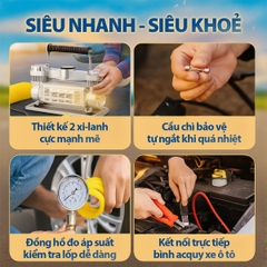 Máy Bơm Lốp Ô Tô 2 Xi-lanh 12V Công Suất Lớn Bơm Siêu Nhanh Siêu Khoẻ JL-ID40 - Nhập Khẩu Chính Hãng
