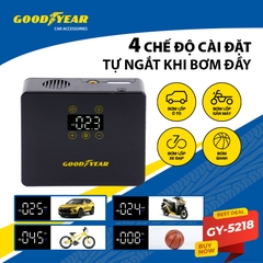 Máy Bơm Lốp Xe GOODYEAR GY-5218 Cảm Ứng Đa Điểm Tự Ngắt Thông Minh - Nhập Khẩu Chính Hãng
