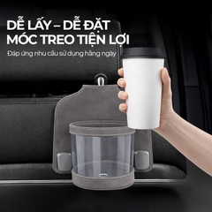 Móc Treo Đa Năng Có Hộc Đựng Ly Trên Ô Tô CIND BO-L021 Bằng Kim Loại Bọc Da Lộn Màu Xám Sang Trọng Cho Nội Thất Xe - Nhập Khẩu Chính Hãng