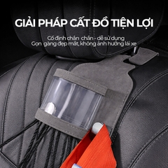 Móc Treo Đa Năng Có Hộc Đựng Ly Trên Ô Tô CIND BO-L021 Bằng Kim Loại Bọc Da Lộn Màu Xám Sang Trọng Cho Nội Thất Xe - Nhập Khẩu Chính Hãng