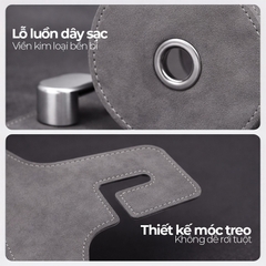 Móc Treo Đa Năng Có Hộc Đựng Ly Trên Ô Tô CIND BO-L021 Bằng Kim Loại Bọc Da Lộn Màu Xám Sang Trọng Cho Nội Thất Xe - Nhập Khẩu Chính Hãng