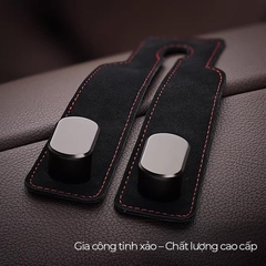 Móc Treo Kép Đa Năng Trên Ô Tô CIND BO-N021 Bằng Kim Loại Bọc Da Lộn Màu Đen Sang Trọng Cho Nội Thất Xe - Nhập Khẩu Chính Hãng
