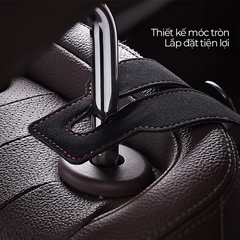 Móc Treo Kép Đa Năng Trên Ô Tô CIND BO-N021 Bằng Kim Loại Bọc Da Lộn Màu Đen Sang Trọng Cho Nội Thất Xe - Nhập Khẩu Chính Hãng