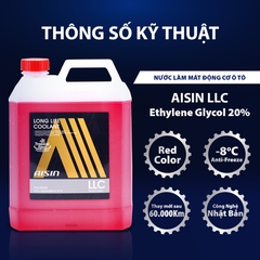 Nước Làm Mát Động Cơ Màu Đỏ AISIN Long Life Coolant 20% 4 Lít LCPM20A4LR - Nhập Khẩu Chính Hãng