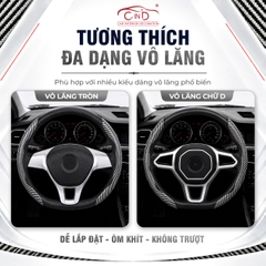 Ốp Bọc Vô Lăng CIND Carbon Bóng Thể Thao Mỏng Nhẹ Chống Trượt Phù Hợp Nhiều Dòng Xe