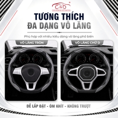 Ốp Bọc Vô Lăng CIND Carbon Bóng Thể Thao Mỏng Nhẹ Chống Trượt Phù Hợp Nhiều Dòng Xe