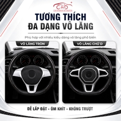 Ốp Bọc Vô Lăng CIND Carbon Bóng Thể Thao Mỏng Nhẹ Chống Trượt Phù Hợp Nhiều Dòng Xe