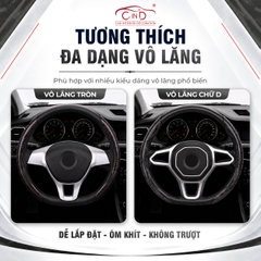 Ốp Bọc Vô Lăng CIND Vân Gỗ Đào Sang Trọng Mỏng Nhẹ Chống Trượt Phù Hợp Nhiều Dòng Xe