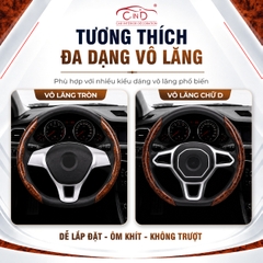 Ốp Bọc Vô Lăng CIND Vân Gỗ Đào Sang Trọng Mỏng Nhẹ Chống Trượt Phù Hợp Nhiều Dòng Xe
