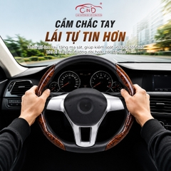 Ốp Bọc Vô Lăng CIND Vân Gỗ Đào Sang Trọng Mỏng Nhẹ Chống Trượt Phù Hợp Nhiều Dòng Xe