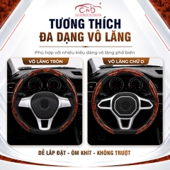 Ốp Bọc Vô Lăng CIND Vân Gỗ Đào Sang Trọng Mỏng Nhẹ Chống Trượt Phù Hợp Nhiều Dòng Xe