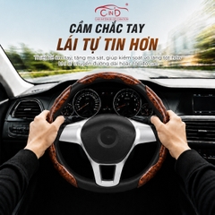 Ốp Bọc Vô Lăng CIND Vân Gỗ Đào Sang Trọng Mỏng Nhẹ Chống Trượt Phù Hợp Nhiều Dòng Xe