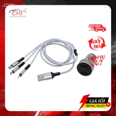 Bộ Sạc Điện Thoại 2 Cổng USB Và Cáp Sạc 3 Đầu Lightning/Micro USB/Type C CIND C74 Màu Bạc - Nhập Khẩu Chính Hãng