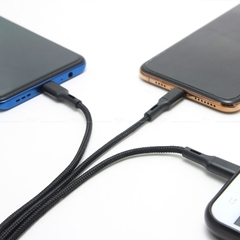 Bộ Sạc Điện Thoại 2 Cổng USB Và Cáp Sạc 3 Đầu Lightning/Micro USB/Type C CIND C74 Màu Đen - Nhập Khẩu Chính Hãng