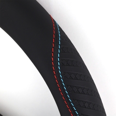 Bọc Vô Lăng CIND 8558 Size M Màu Đen Chỉ Đỏ Lam- Nhập Khẩu Chính Hãng