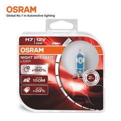 Combo 2 Bóng Đèn Halogen Tăng Sáng 150% OSRAM Night Breaker Laser H7 12V 55W - Nhập Khẩu Chính Hãng