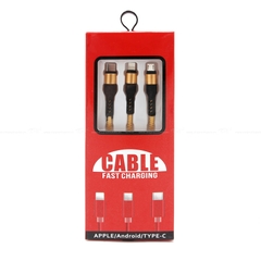 Cáp Sạc Điện Thoại 3 Đầu Lightning/Micro USB/Type C CIND WF-724 120cm Màu Vàng - Nhập Khẩu Chính Hãng