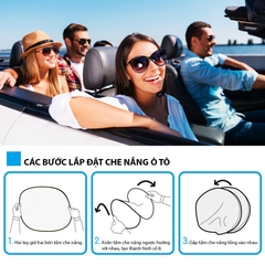 Combo 2 Tấm Che Nắng Ô Tô Bạch Kim Tráng Bạc Tròn Chống Tia UV CIND CD-C001 (36x44cm) - Nhập Khẩu Chính Hãng
