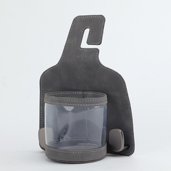 Móc Treo Đa Năng Có Hộc Đựng Ly Trên Ô Tô CIND BO-L021 Bằng Kim Loại Bọc Da Lộn Màu Xám Sang Trọng Cho Nội Thất Xe - Nhập Khẩu Chính Hãng