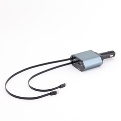 Tẩu Sạc Nhanh C1 Dây Rút Tự Động 4 in 1 USB Type-C Và Lightning Đa Năng Vỏ Hợp Kim Cao Cấp - Nhập Khẩu Chính Hãng