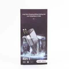 Tẩu Sạc Nhanh C1 Dây Rút Tự Động 4 in 1 USB Type-C Và Lightning Đa Năng Vỏ Hợp Kim Cao Cấp - Nhập Khẩu Chính Hãng