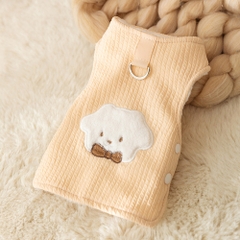 Áo ba lỗ dày hai lớp đính gấu đeo nơ cho chó mèo