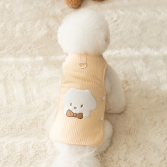 Áo ba lỗ dày hai lớp đính gấu đeo nơ cho chó mèo