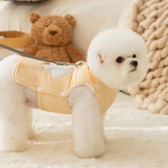 Áo ba lỗ dày hai lớp đính gấu đeo nơ cho chó mèo