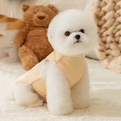 Áo ba lỗ dày hai lớp đính gấu đeo nơ cho chó mèo