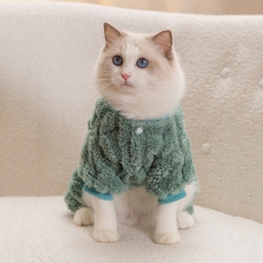 Áo bốn chân lông cừu có móc đính khủng long cho chó mèo