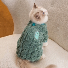 Áo bốn chân lông cừu có móc đính khủng long cho chó mèo