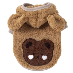 Áo lông cừu có mũ đính mặt gấu cho chó