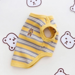 Áo ngắn tay sọc ngang đính gấu cho chó mèo
