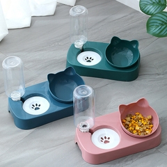 Bát đôi chống gù mặt mèo kèm bình nước tự động cho chó mèo https://petshopvinh.vn/