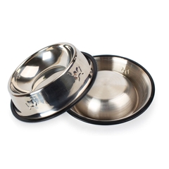 Bát thép không gỉ inox lót vòng cao su chống trượt cho chó mèo