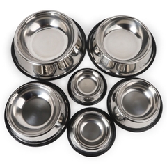 Bát thép không gỉ inox lót vòng cao su chống trượt cho chó mèo