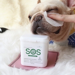 Hộp khăn ướt lau vết ố mắt chó mèo SOS Eye Wipes hàng nhập khẩu