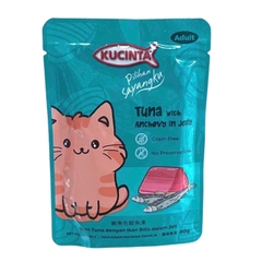 Thức ăn ướt pate Kucinta Tuna with Anchovy in jelly cá ngừ cá cơm 80g https://petshopvinh.vn/;