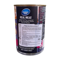 Pate lon 400g Snappy Tom Real Fish chicken with beef liver gà và gan bò cho mèo https://petshopvinh.vn/