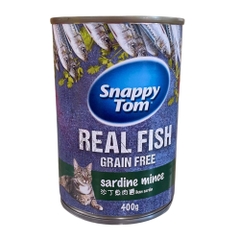 Pate lon 400g Snappy Tom Real Fish Sardine Mince cá trích cắt miếng cho mèo