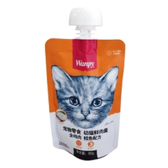 Súp thưởng nắp vặn cho mèo Wanpy, kem thưởng thịt tươi vị cá tuyết https://petshopvinh.vn/;