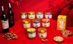 Hộp quà Nuts Gift - Lý Ngư Hóa Long 6 Vị Hạt dinh dưỡng và rượu vang BIN 585