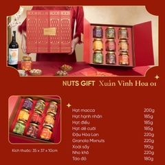 Vinh Hoa 01 - Hộp quà Tết Nuts Gift 9 hạt dinh dưỡng và trái cây sấy