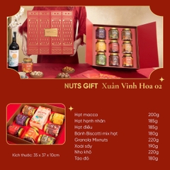 Vinh Hoa 02 - Hộp quà Tết Nuts Gift 8 hạt dinh dưỡng và trái cây sấy