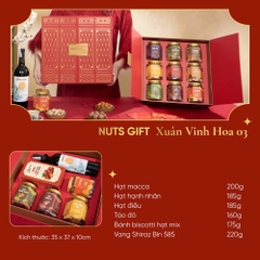 Vinh Hoa 03 - Hộp quà Tết Nuts Gift 5 hạt dinh dưỡng và rượu vang
